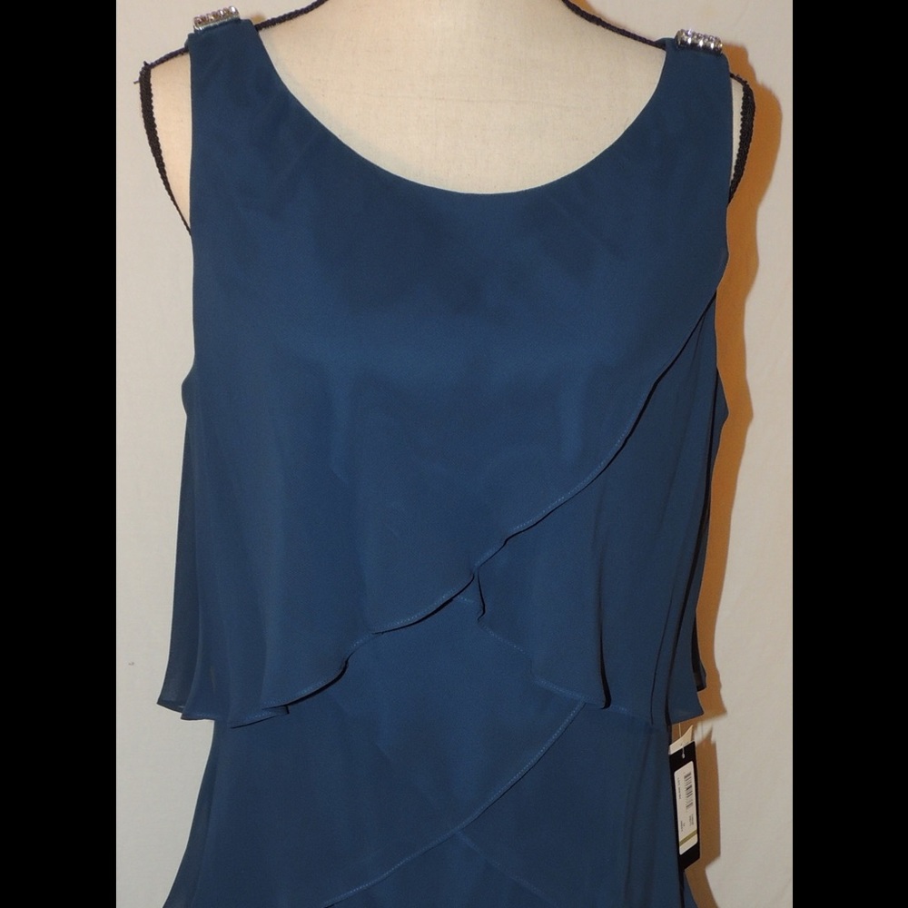 SLNY SL Fashions Mid Teal Cocktail Dinner Dress 14